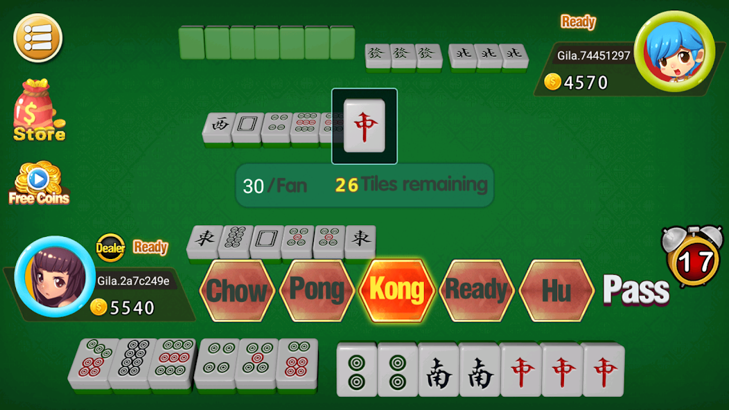 Mahjong 2P: Chinese Mahjong gameplay screenshot