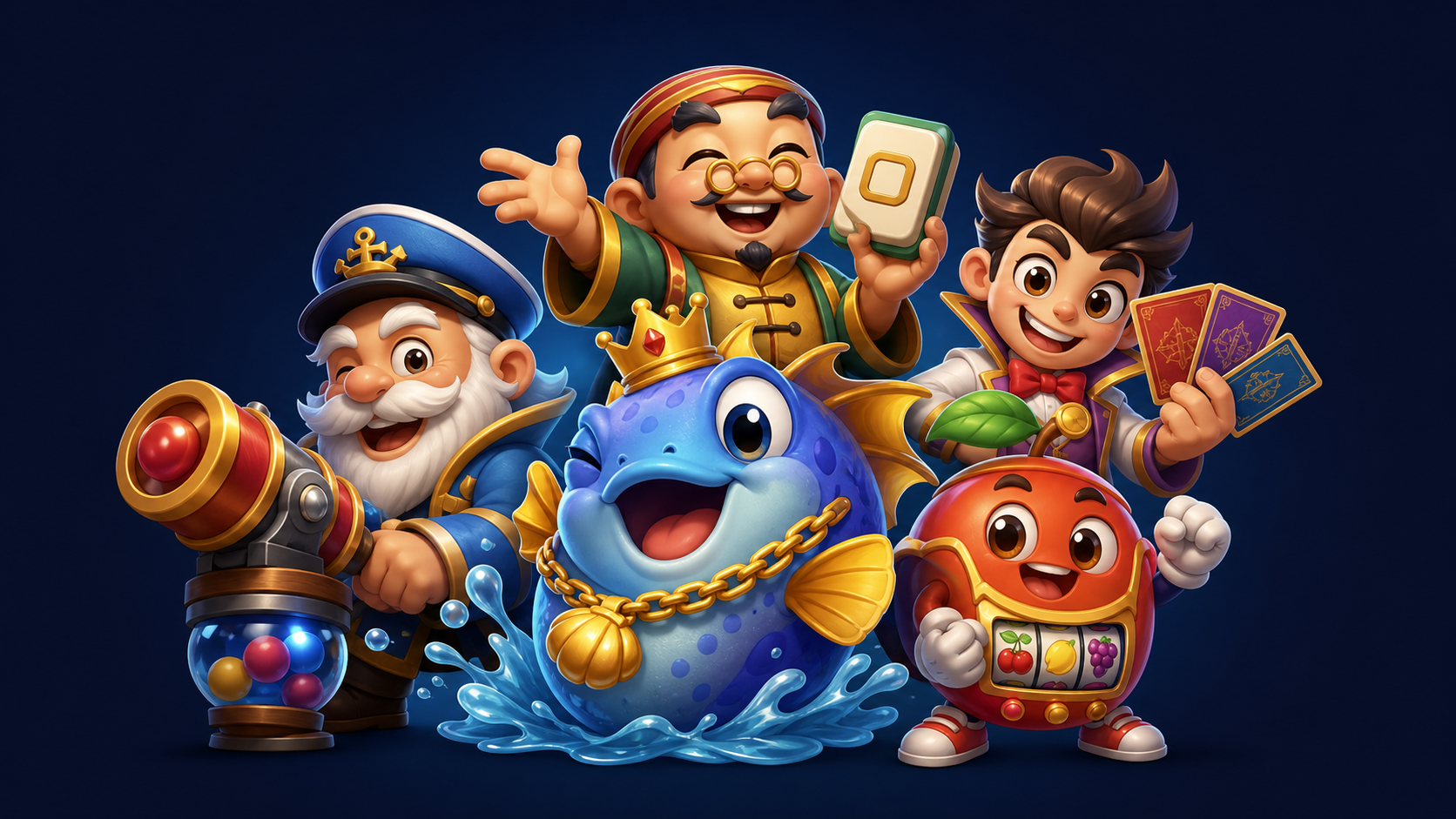 Original Gila Studio arcade, fishing, Mahjong, card, and fruit game characters